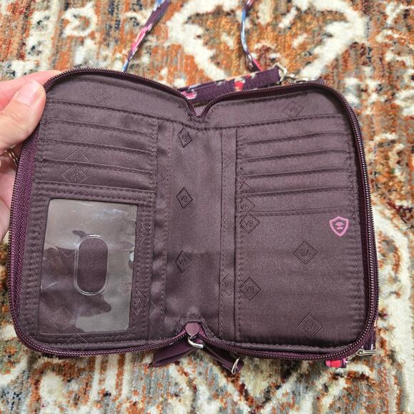 Vera Bradley Indiana Rose All In One Crossbody Adjustable Purple Maroon Floral - Picture 2 of 12